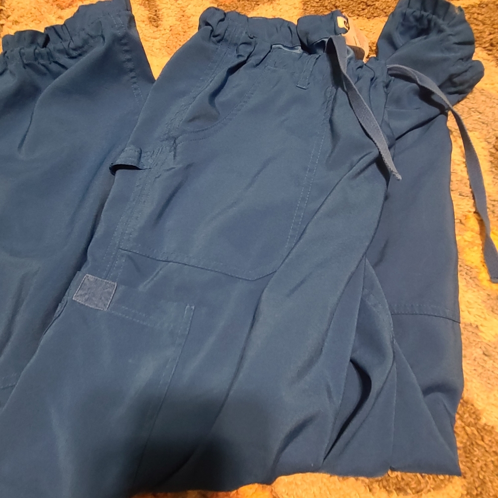 Royal blue koi scrub pants large petite